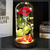 Artificial Rose in a Glass Dome with Led Lights